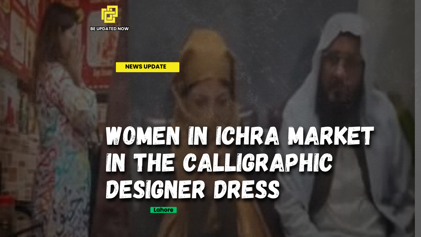 Woman In Ichra Bazar Lahore, Wearing the Calligraphic Designer Dress